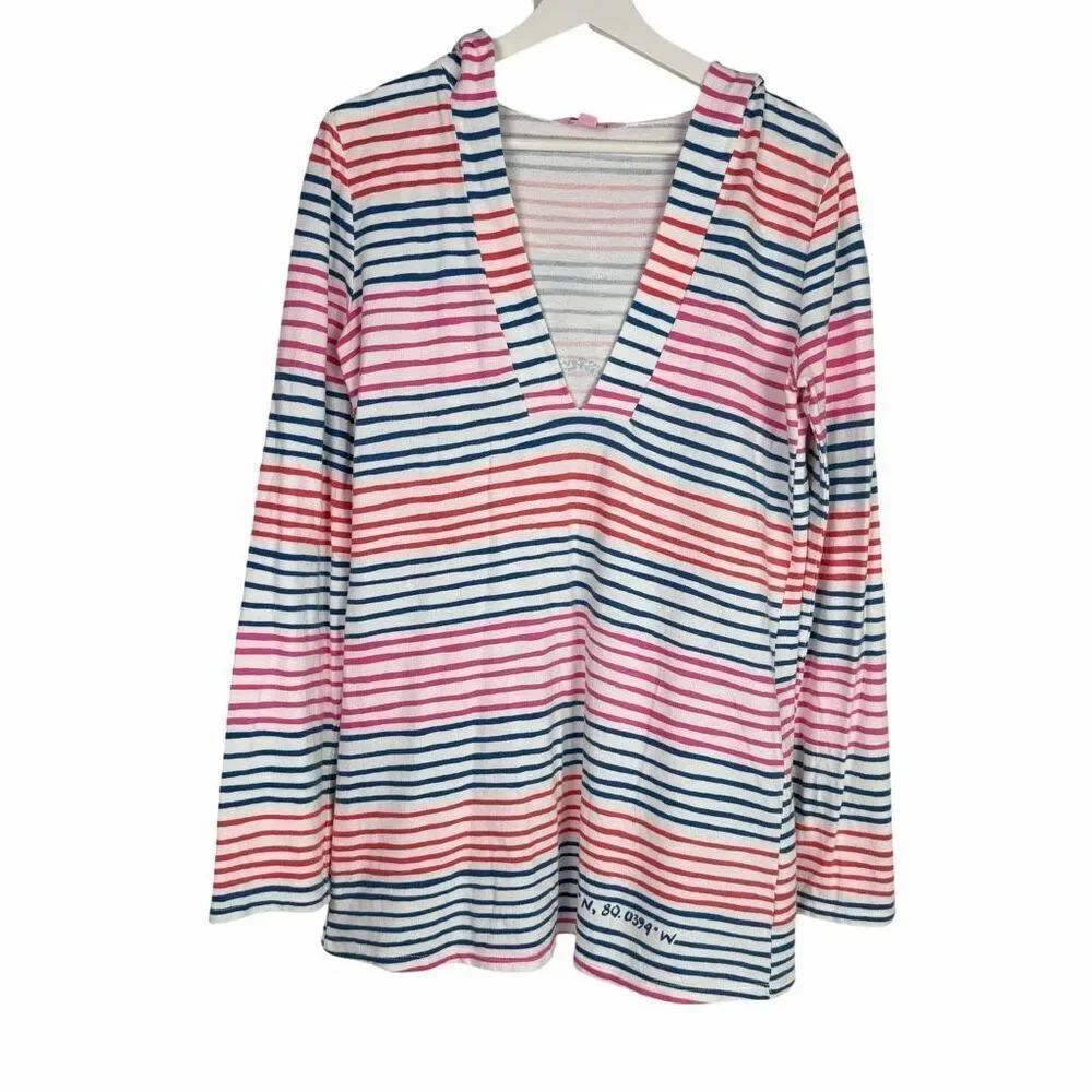 Lilly Pulitzer Medium Higgs Striped Cover Up with Anchor Motif